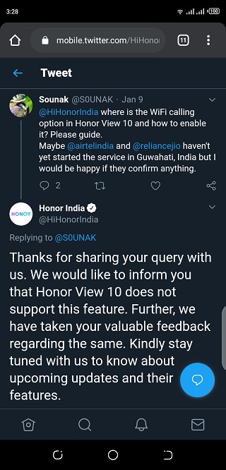 Honor-View-10-VoWiFi-calling