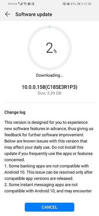 Huawei-P-Smart-2019-EMUI-10-satble-update