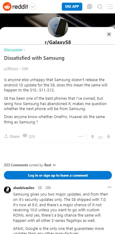 galaxy s8 no android 10 update