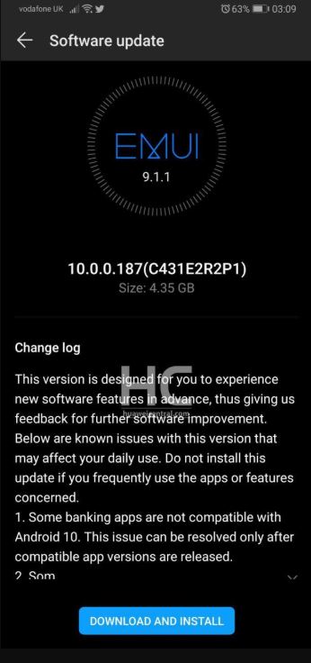 huawei mate 20x 5g update emui 10