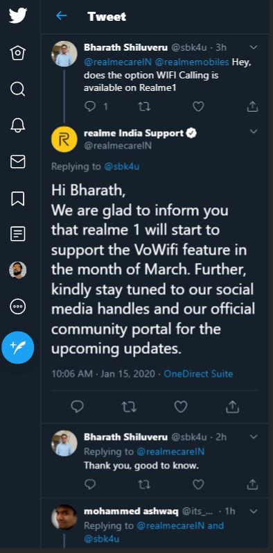 realme 1 vowifi