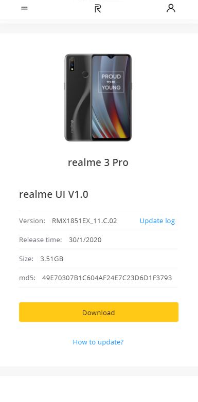 realme 3 pro realme ui update