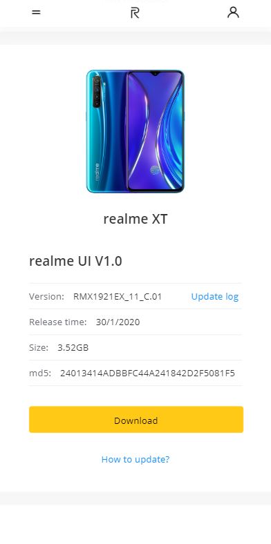 realme XT realme ui update