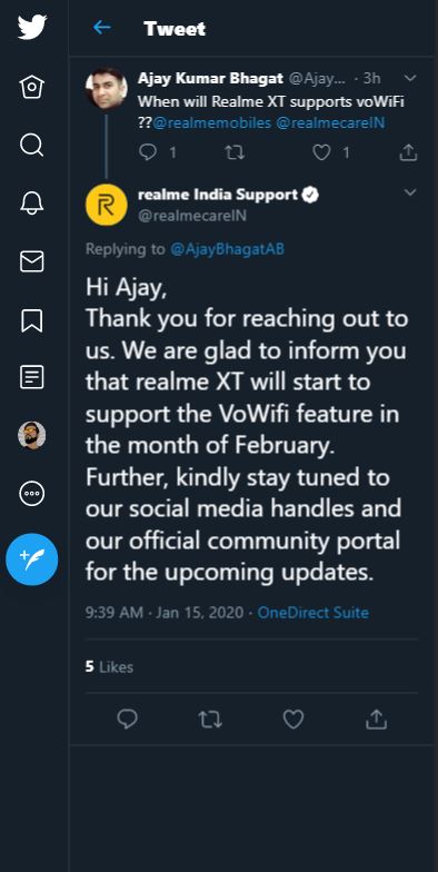 realme xt vowifi