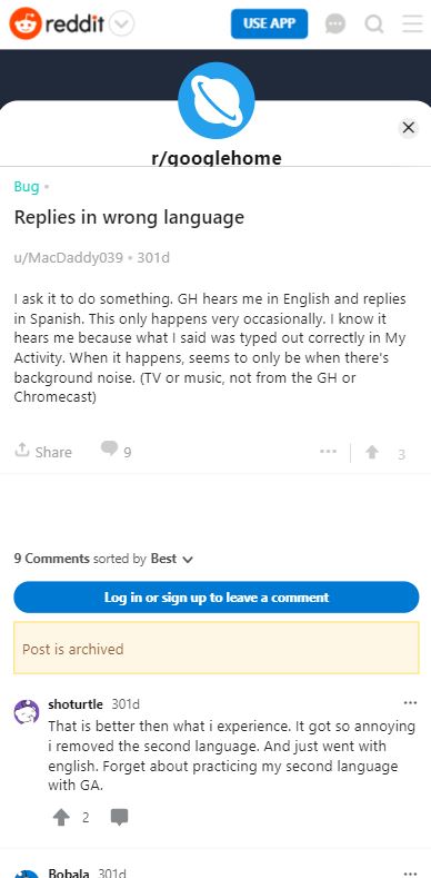 wrong language
