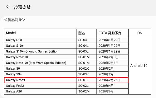 Docomo-Note-9-One-UI-2.0-update