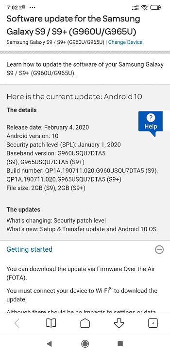 att android 10 s9 and s9+