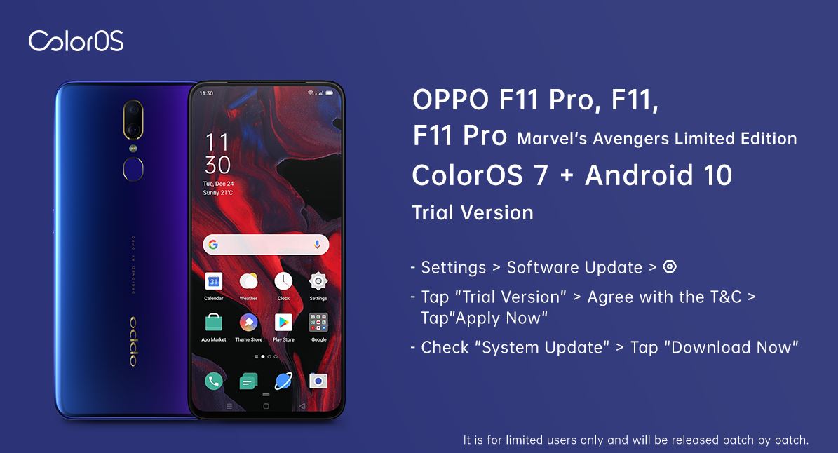 [Updated] OPPO F11, F11 Pro & F11 Pro Marvel's Avengers Limited Edition ColorOS 7 (Android 10) trial version update goes live