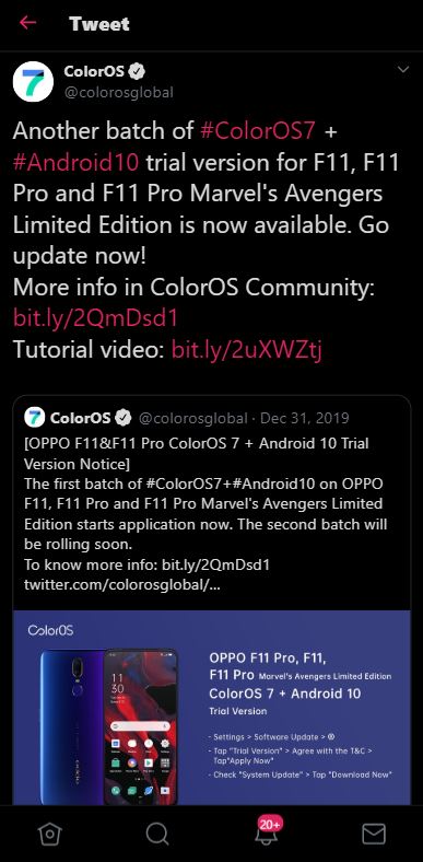coloros 7 second batch oppo f11
