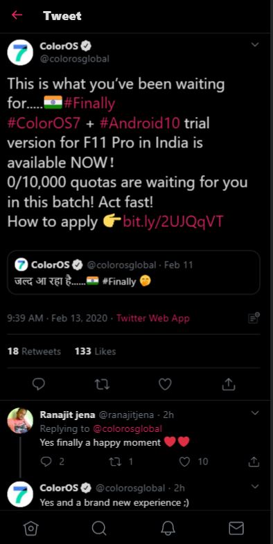 coloros7 f11 india