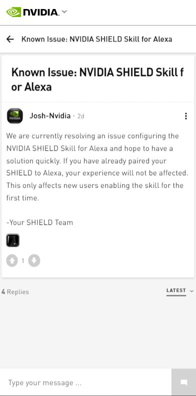 nvidia shield issue acknowledged