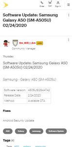 galaxy a50 feb update sprint
