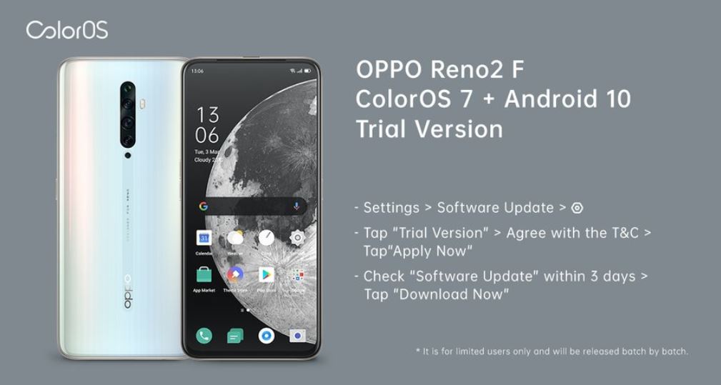 [Updated] Oppo Reno2 F ColorOS 7 (Android 10) update early adopter recruitment begins in India