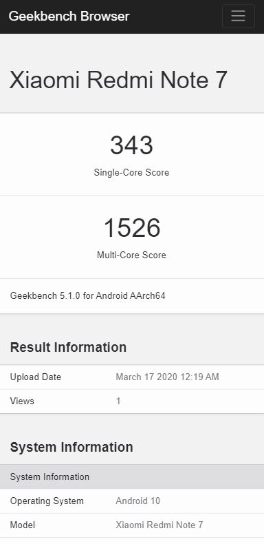 redmi note 7 geekbench