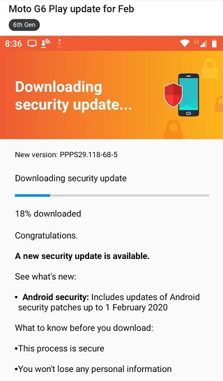 Moto G6 & G6 Play February security 