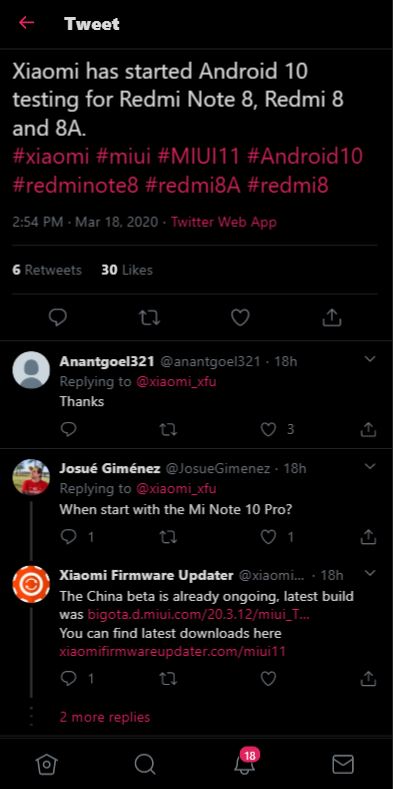 xiaomi redmi 8 android 10 testing
