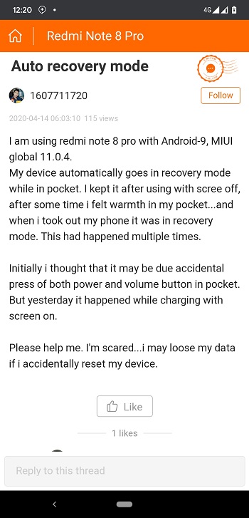 autorecovery mode redmi note 8 pro