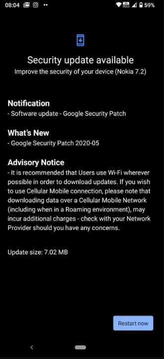 nokia 7.2 may update
