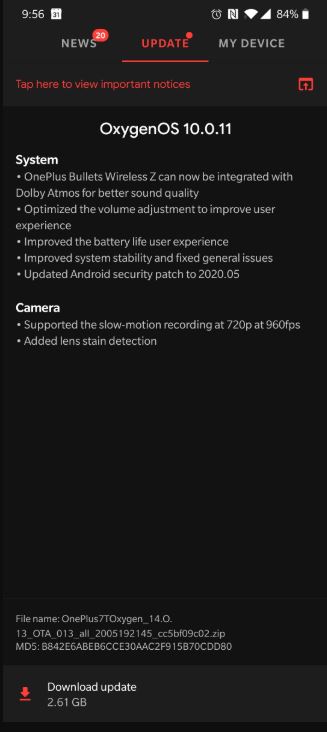 oxygenos 10.0.11 oneplus 7t