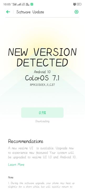 realme 5i android 10 update