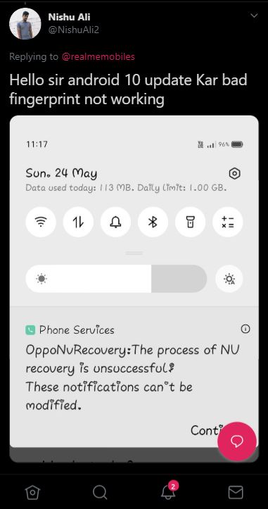 realme 5i fingerprint issue android 10