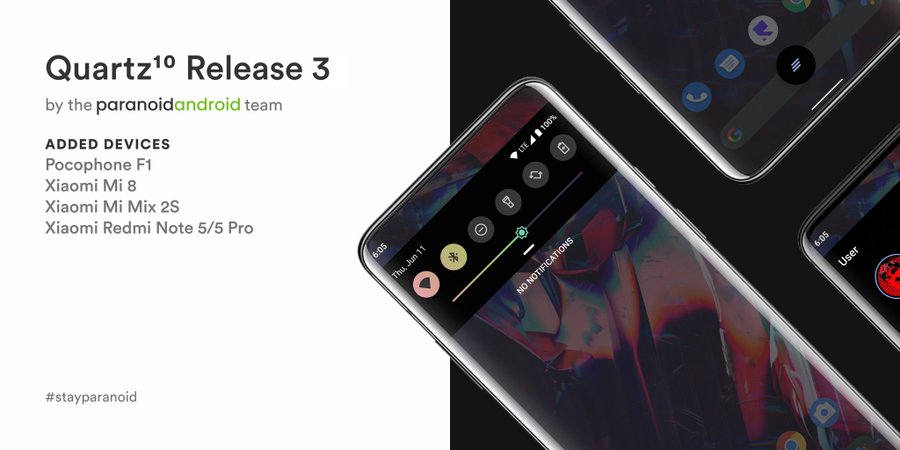 Poco F1 (Pocophone F1), Xiaomi Mi 8, Mi MIX 2S & Redmi Note 5/5 Pro get Paranoid Android 10 update (Quartz 3) support