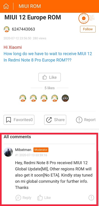 miui 12 redmi note 8 pro europe and India