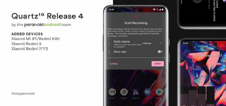 Xiaomi Redmi 5 & Redmi 7/Redmi Y3 get Paranoid Android 10 (Quartz 4) support