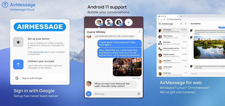 AirMessage (which enables iMessage on Android & Web) now supports Android 11 AirMessage (which enables iMessage on Android & Web) now supports Android 11