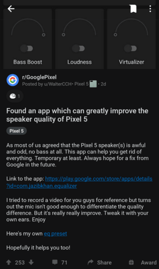 pixel-5-speaker-improve-app-reddit