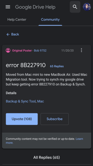 google drive error 8b227910 big sur