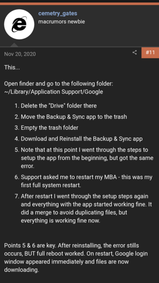 google drive error big sur fix