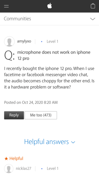 iphone 12 mic issues facetime