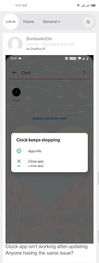 oneplus clock app keeps stopping