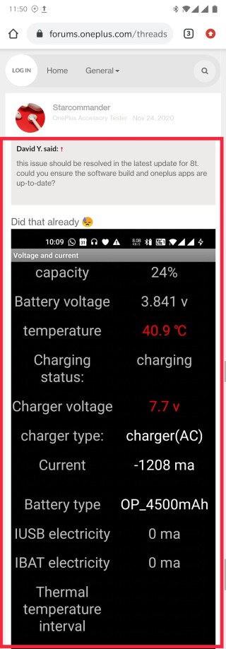 oneplus 8t still not fast charging