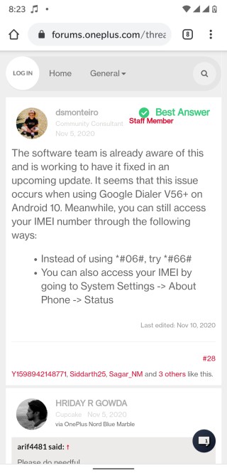 oneplus nord imei code issue workaround