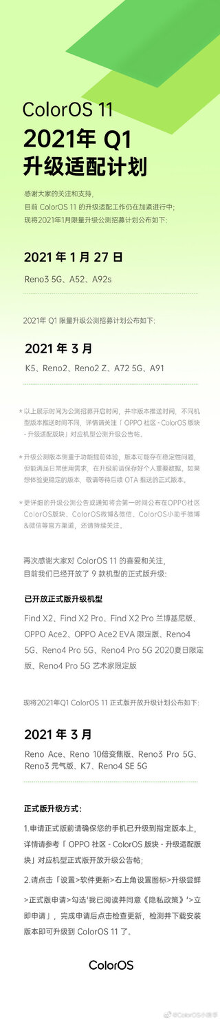 color os 11 update plan
