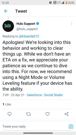 Loud-commercials-issue-acknowledged-by-Hulu-Support