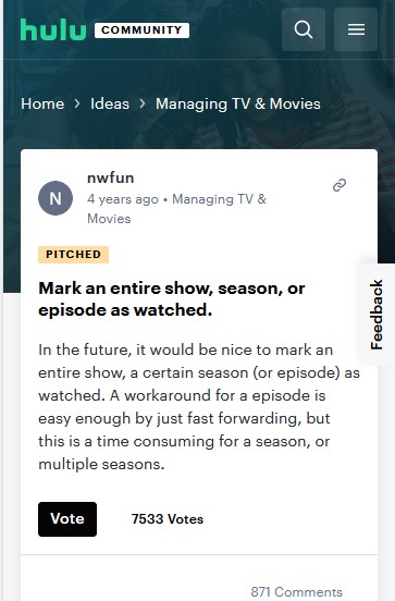 hulu unwatched