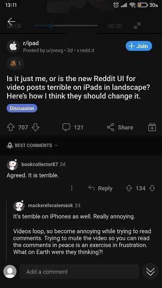 iPad-new-Reddit-UI-in-landscape-mode