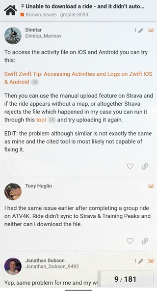 Zwift data issue